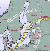 Trassenverlauf der geplanten Nord Stream-Pipeline 